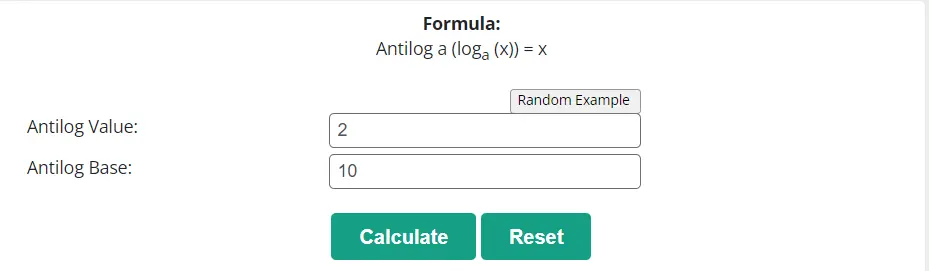 Antilogs in calculator